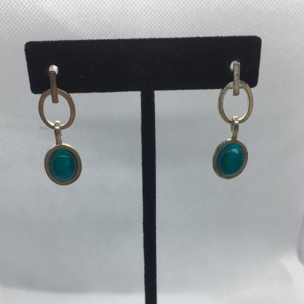 4 for $12: Teal and silver tone Earrings